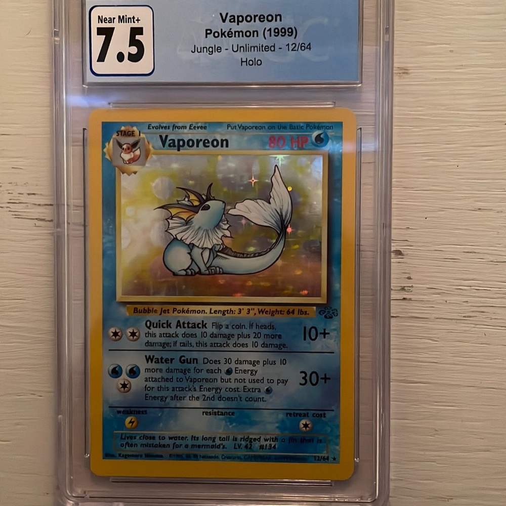 1999 Vaporeon holo graded 7.5